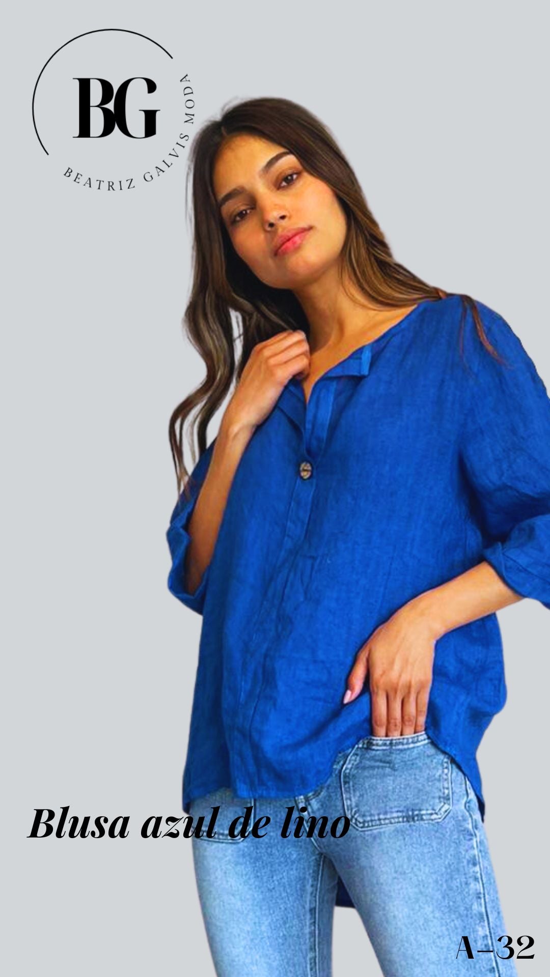 Blusa azul en lino