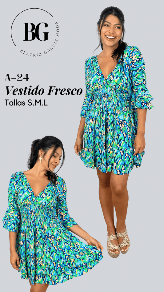 Vestido corto manga francesa